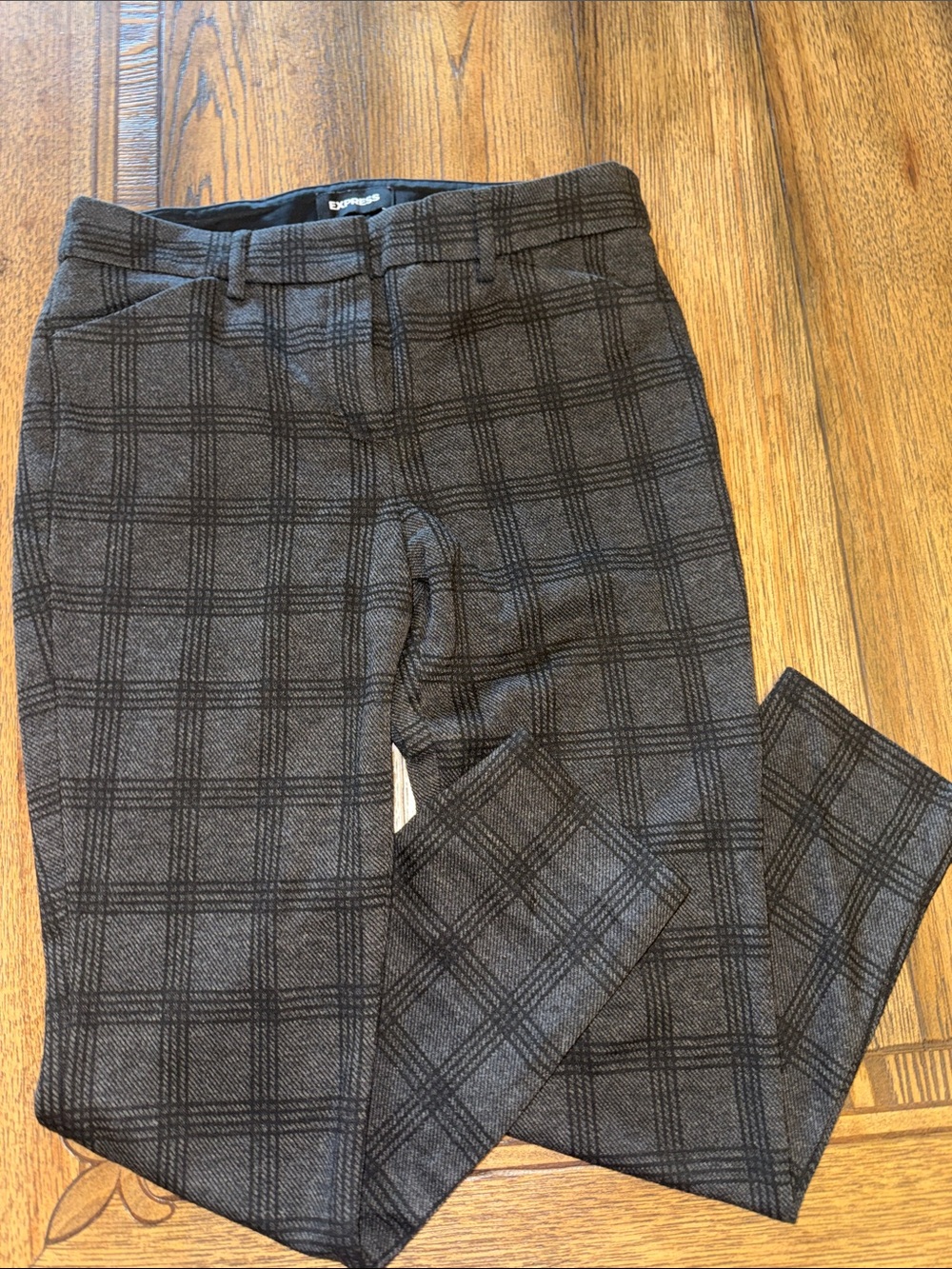 Express Gray and Black Plaid Skinny Dress Pants